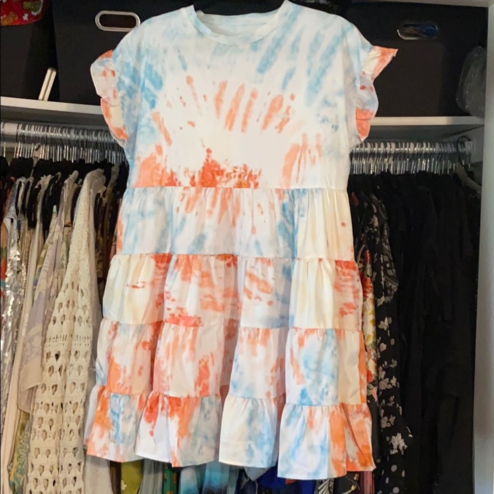Tie-dye Ruffled Babydoll Dress